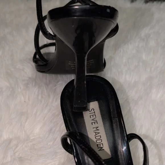 Steve Madden Black Patent Adjustable Strappy 3" Heels Size 8.5 - Picture 4 of 7